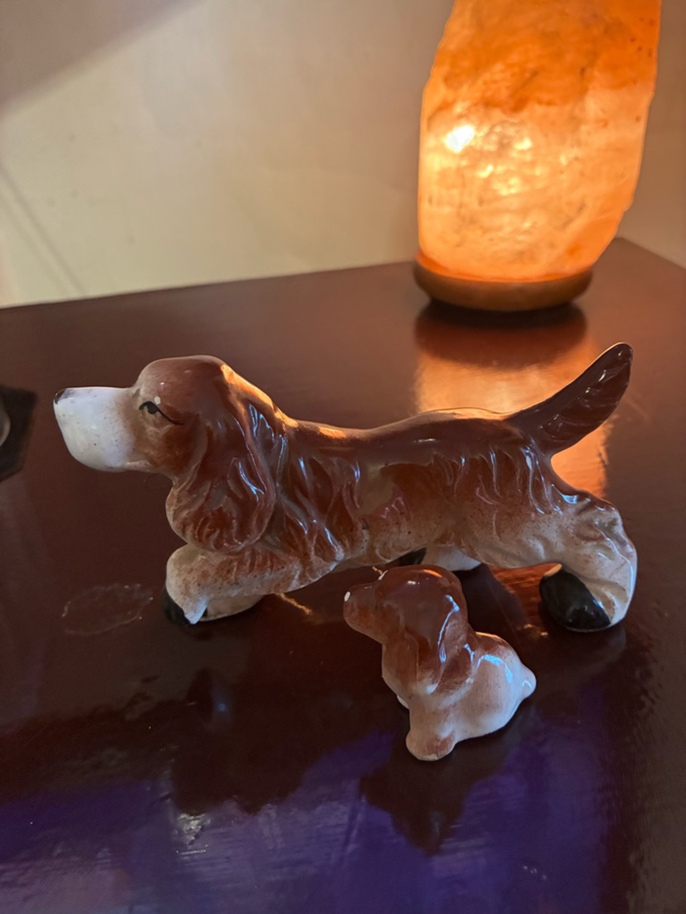 Vintage Ceramic Dog Figurines - Brown & White Set